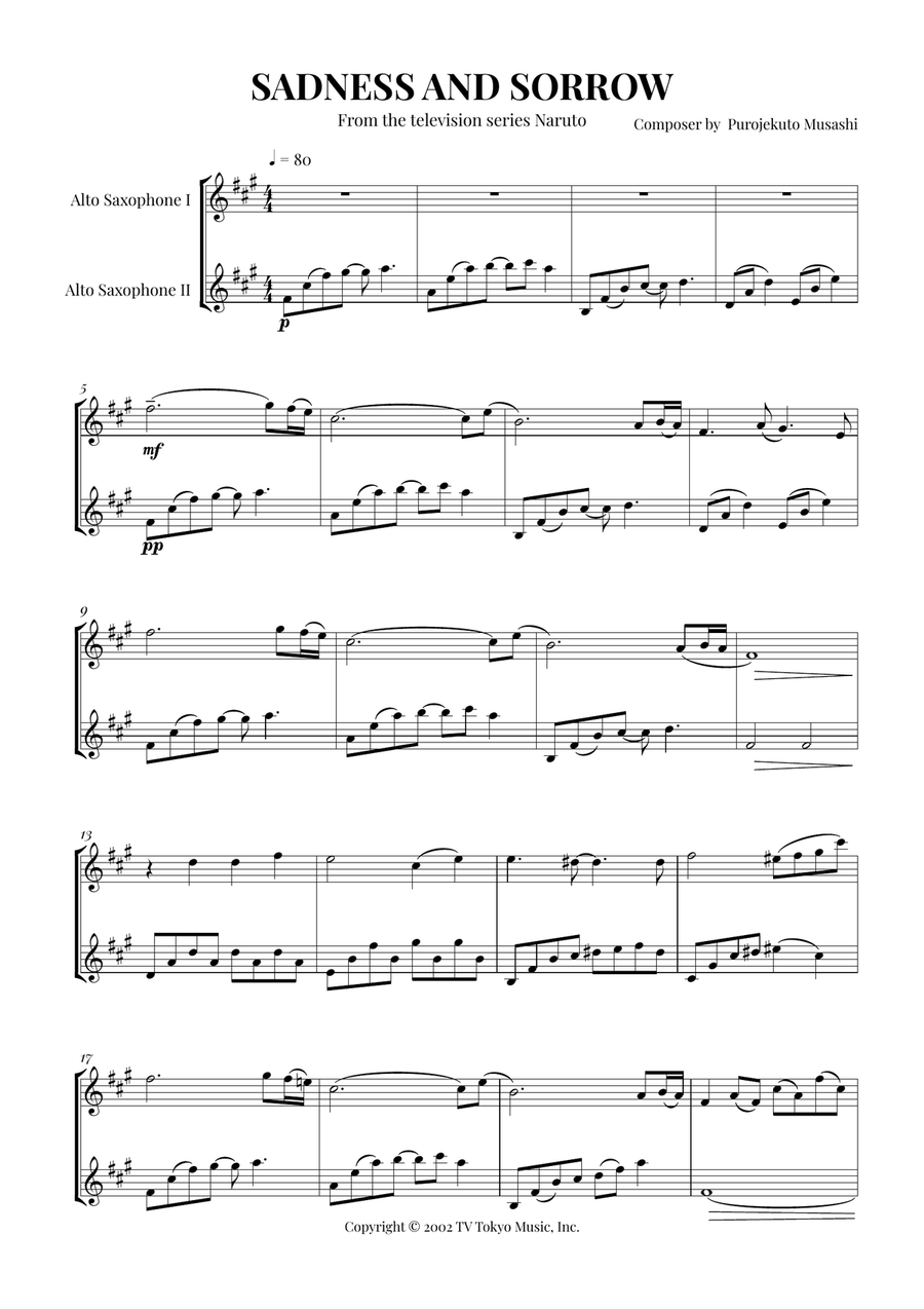 Sadness And Sorrow Sadness And Sorrow Woodwind Duet scores gallery preview page 1