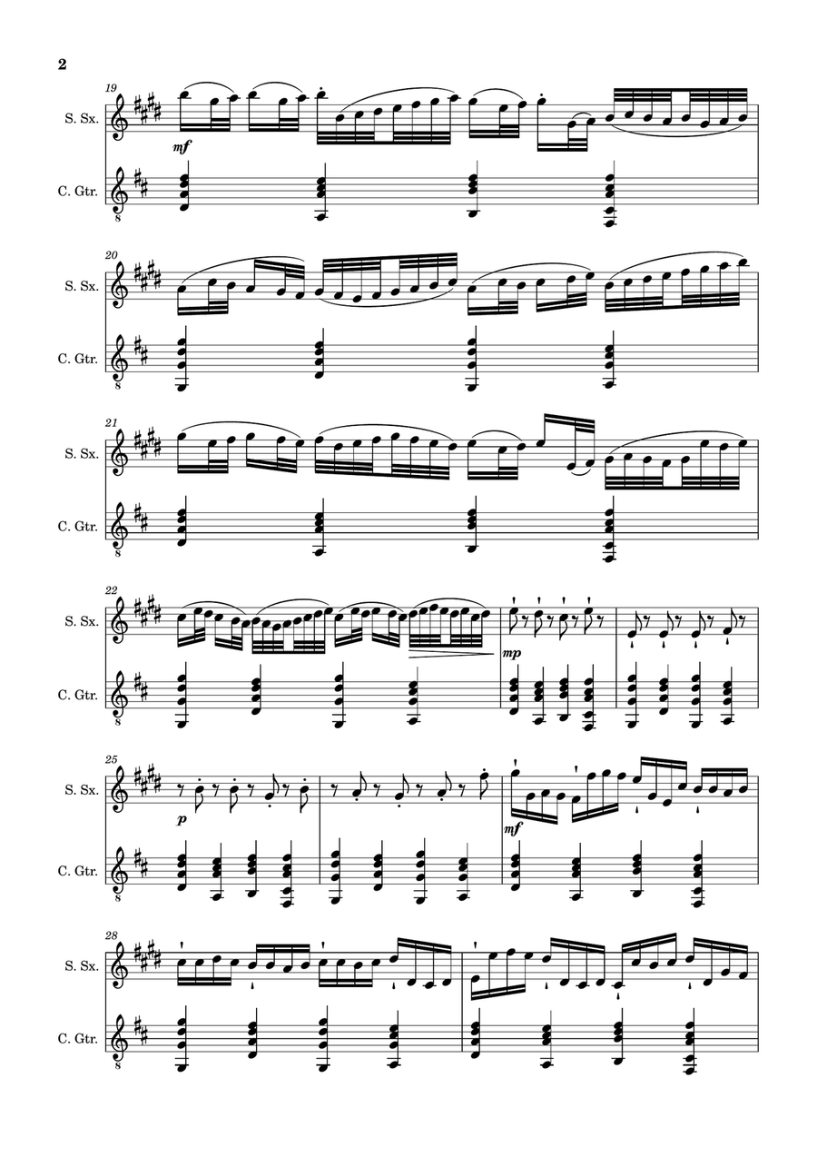 Canon in D Major, P.37; T.337. Arranged for S. Sax and Guitar Chamber Music scores gallery preview page 2