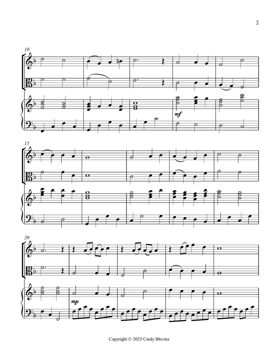 Abide With Me, for Violin, Viola and Piano Violin scores gallery preview page 3