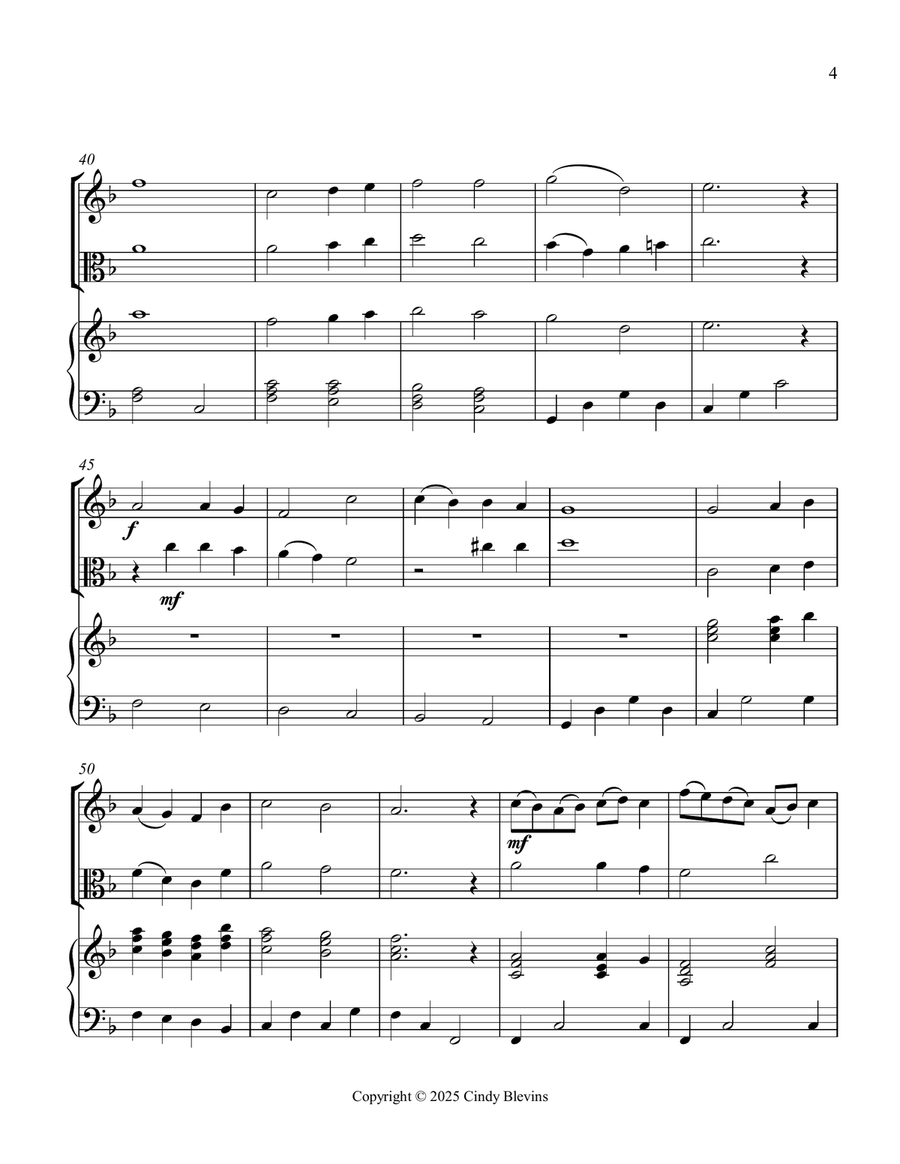Abide With Me, for Violin, Viola and Piano Violin scores gallery preview page 5