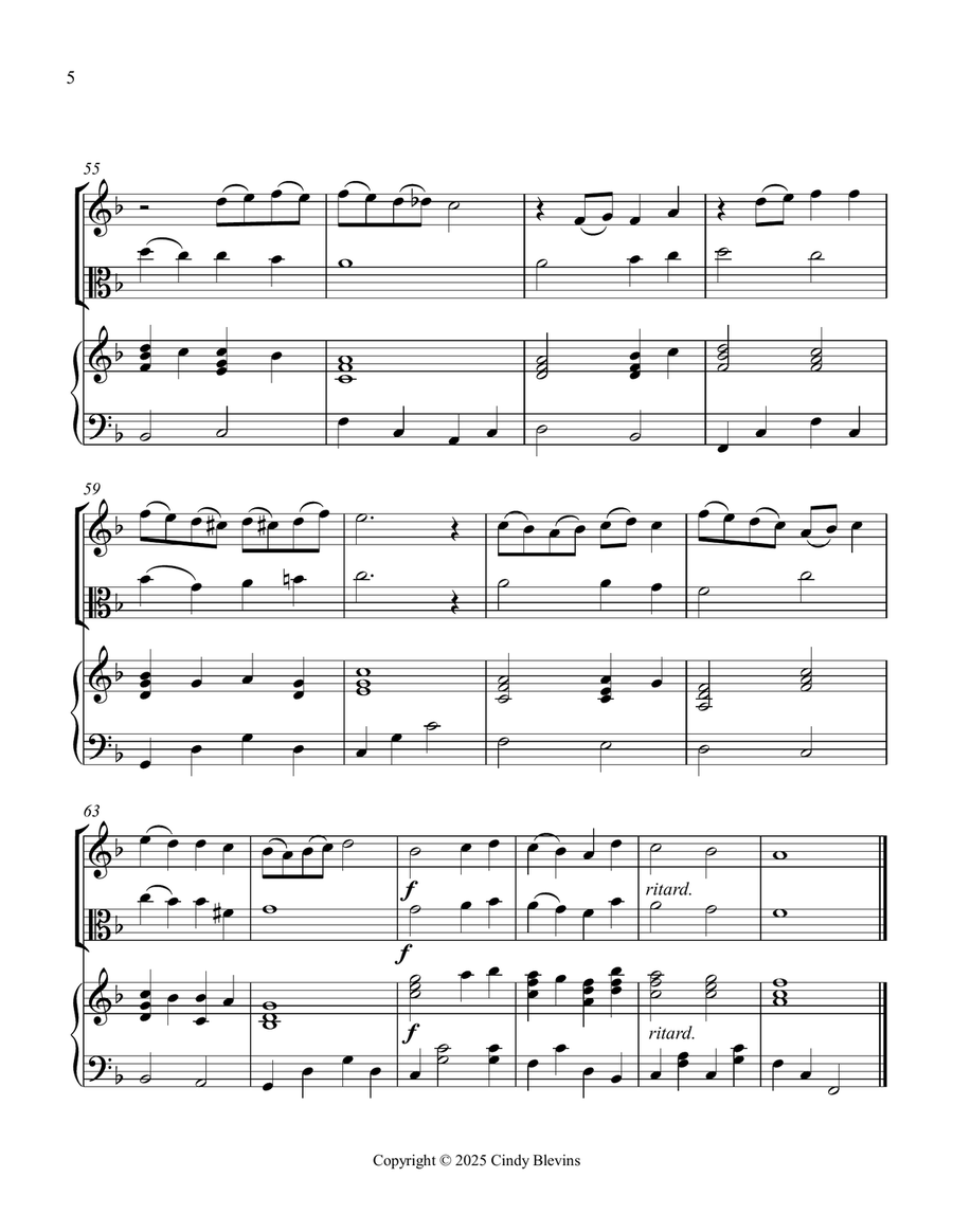 Abide With Me, for Violin, Viola and Piano Violin scores gallery preview page 6