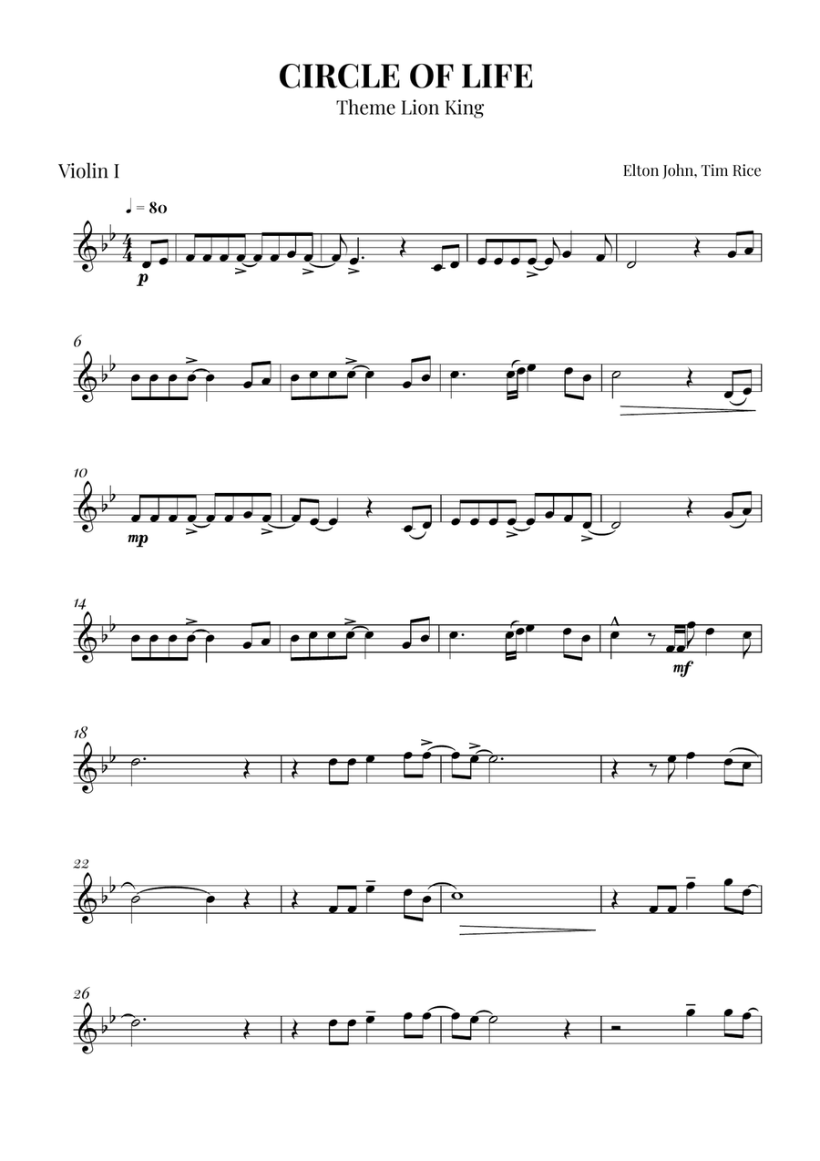 Circle Of Life Circle Of Life String Quartet scores gallery preview page 5