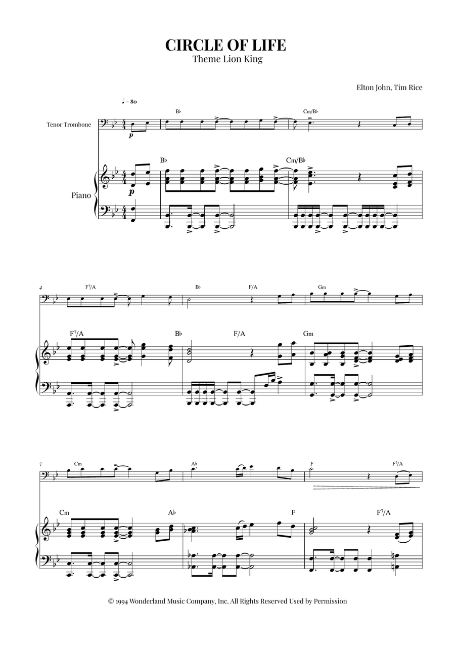 Circle Of Life Circle Of Life Easy Piano scores gallery preview page 1