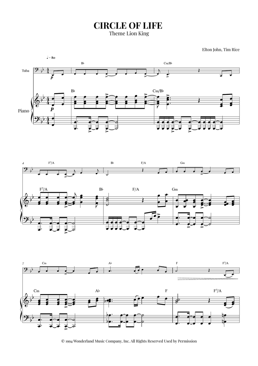 Circle Of Life Circle Of Life Easy Piano scores gallery preview page 1
