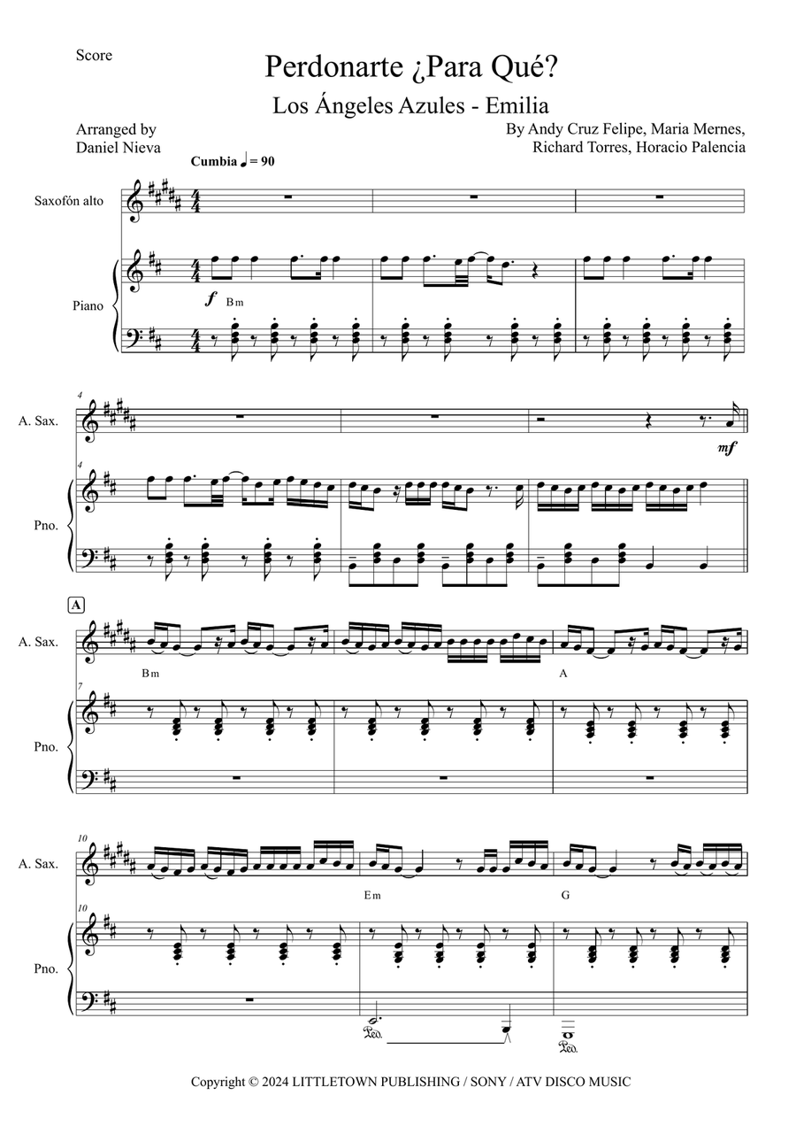 Perdonarte Para Que? Alto Saxophone scores gallery preview page 3
