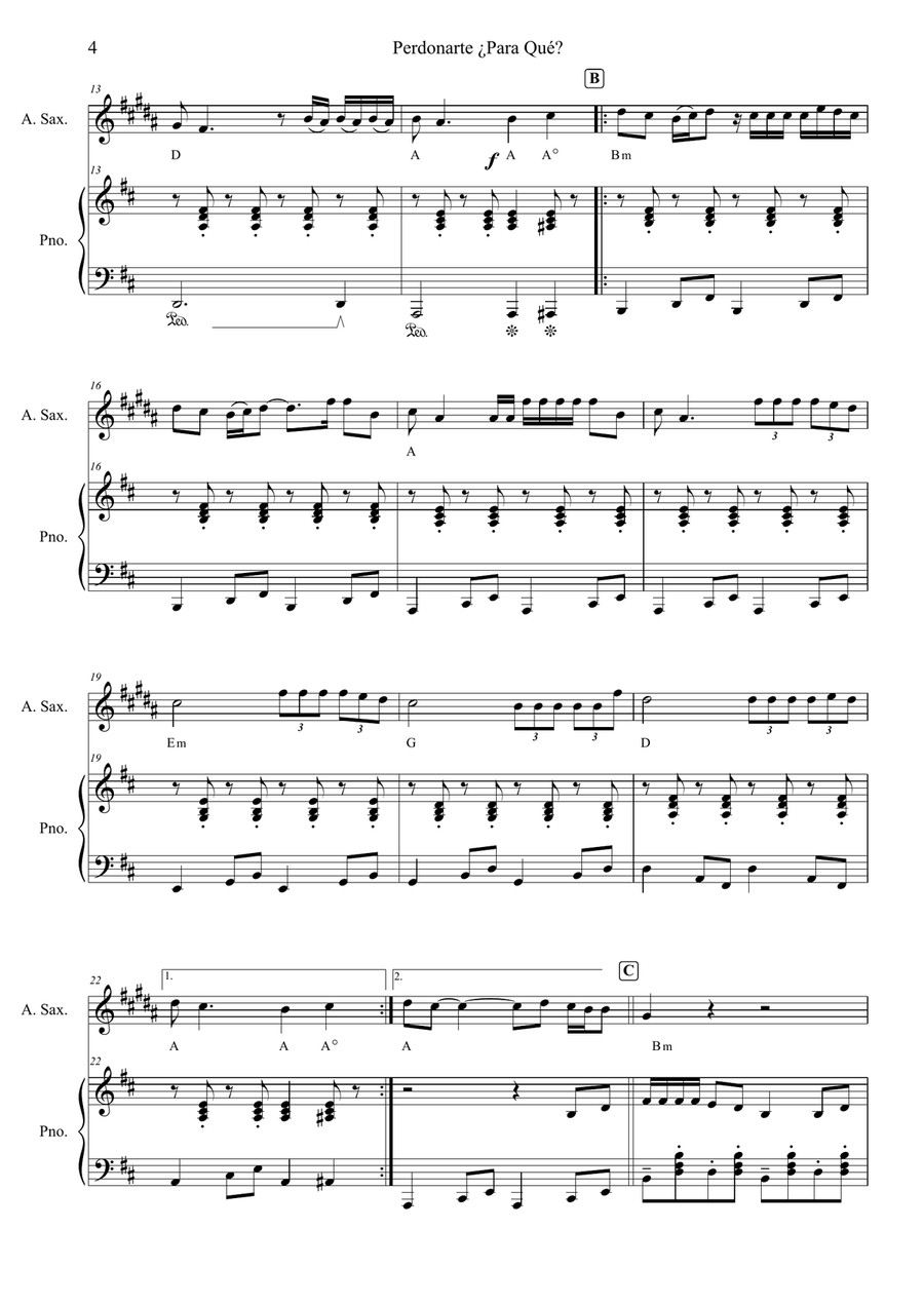 Perdonarte Para Que? Alto Saxophone scores gallery preview page 4