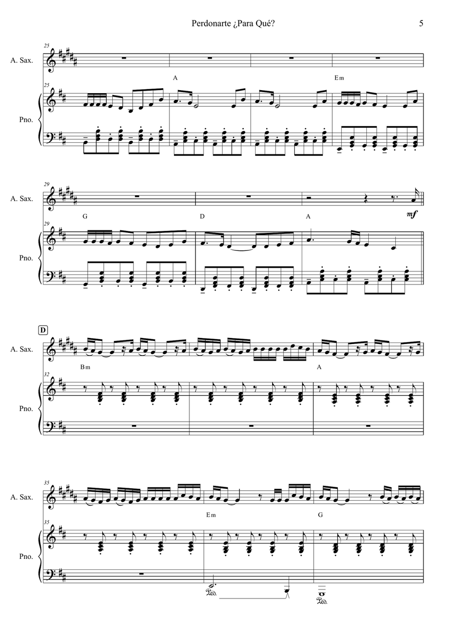 Perdonarte Para Que? Alto Saxophone scores gallery preview page 5