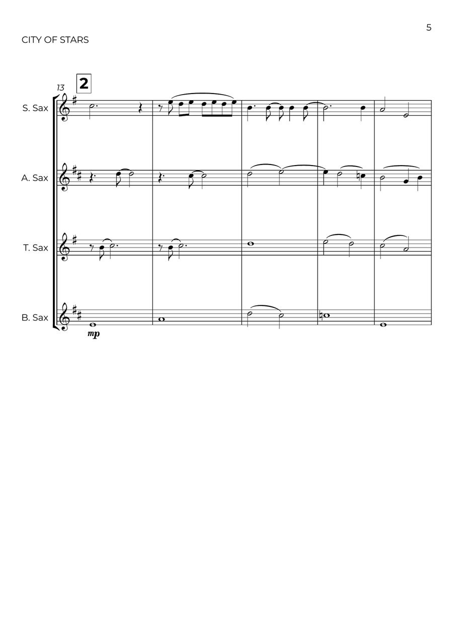 City Of Stars City Of Stars Saxophone Quartet scores gallery preview page 5