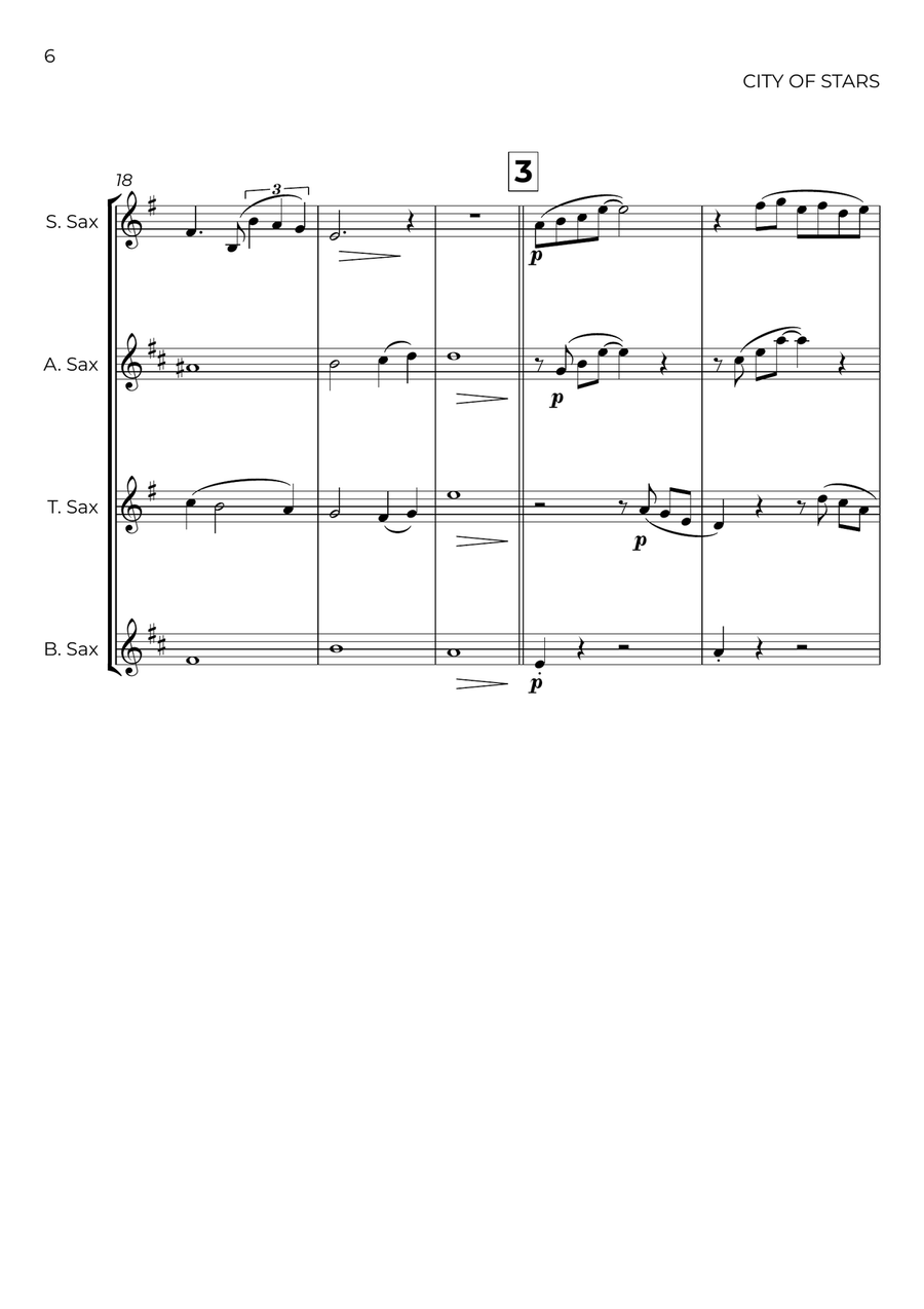 City Of Stars City Of Stars Saxophone Quartet scores gallery preview page 6