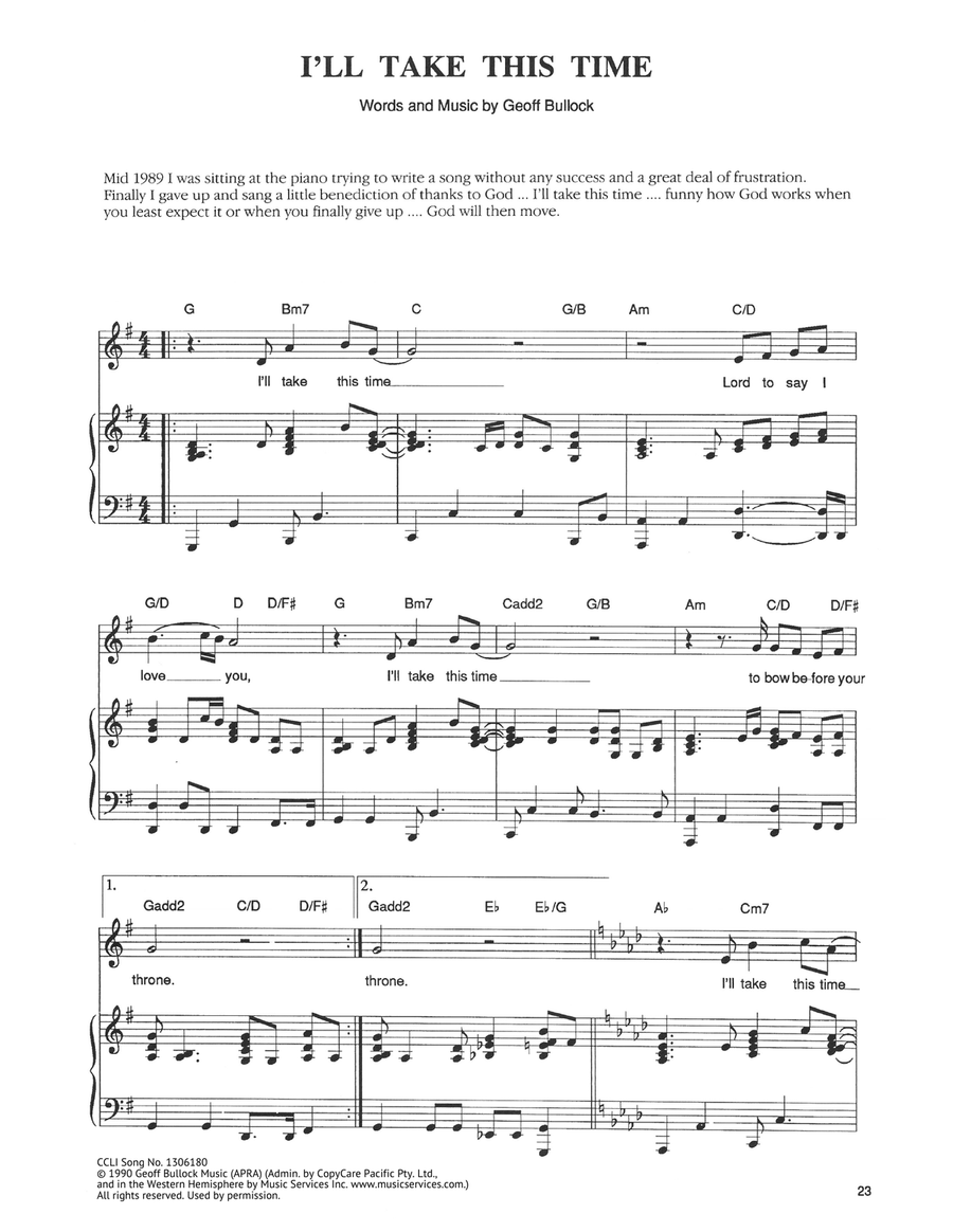 I'll Take This Time I'll Take This Time Piano, Vocal scores gallery preview page 1