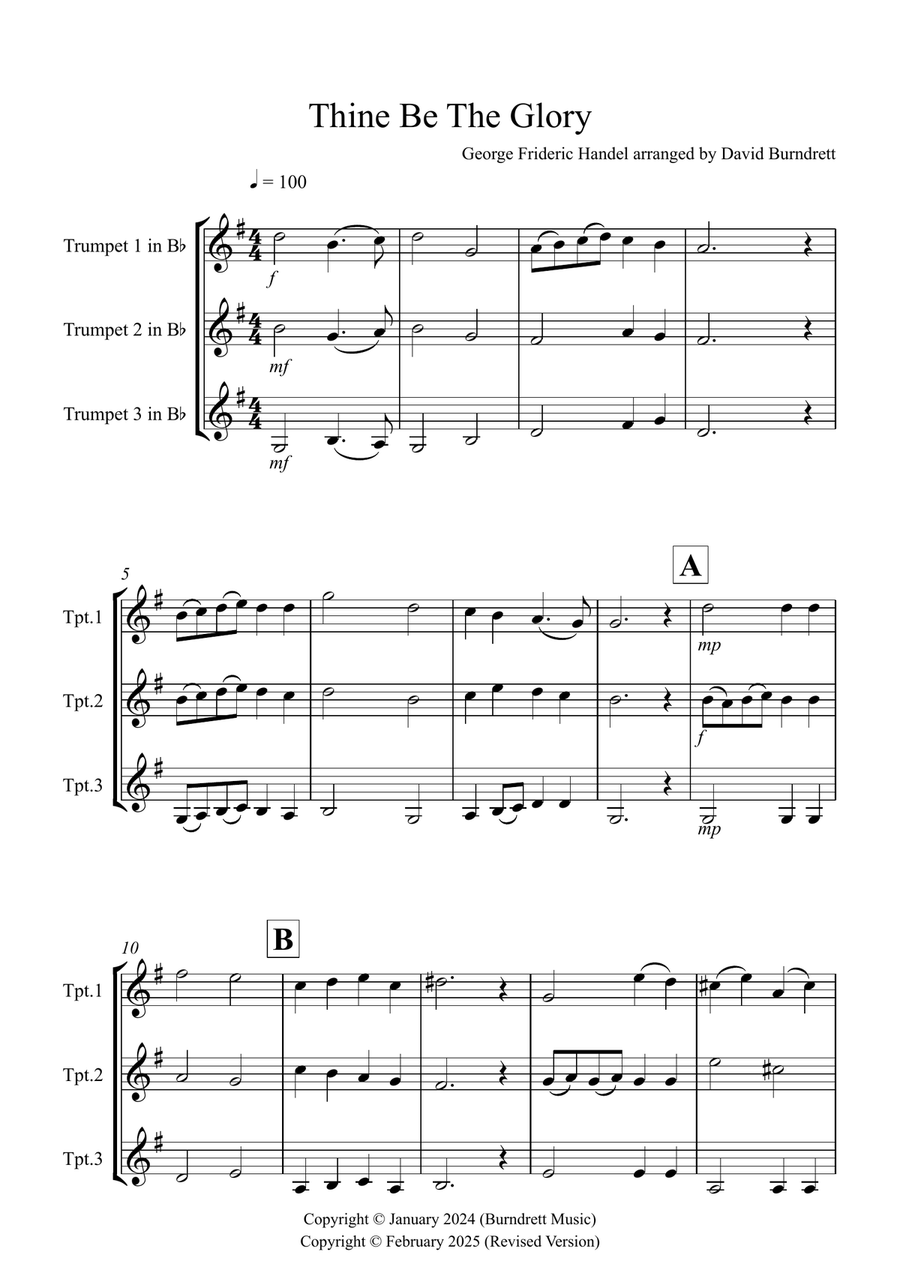 Thine Be The Glory for Trumpet Trio Trumpet Trio scores gallery preview page 1