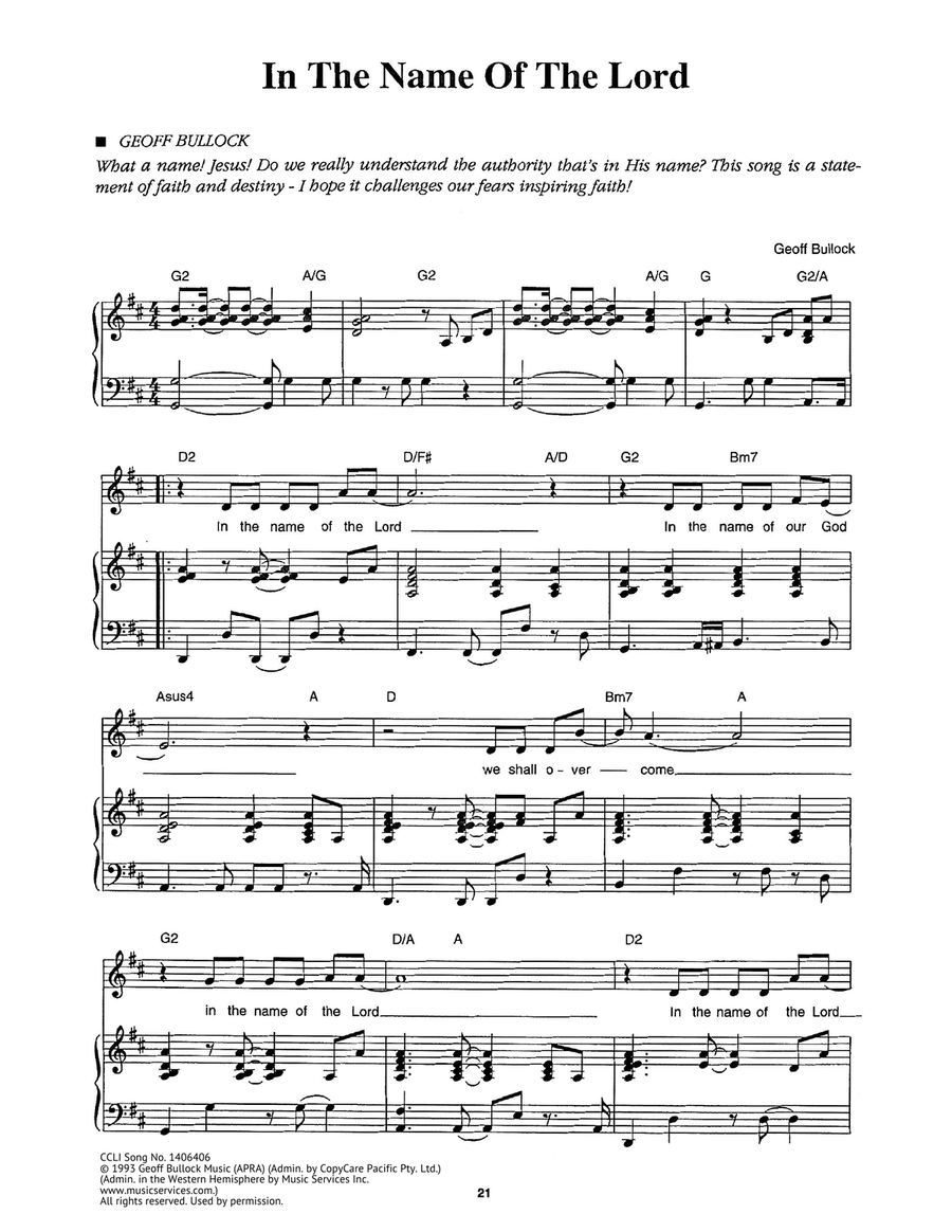 In The Name Of The Lord In The Name Of The Lord Piano, Vocal scores gallery preview page 1