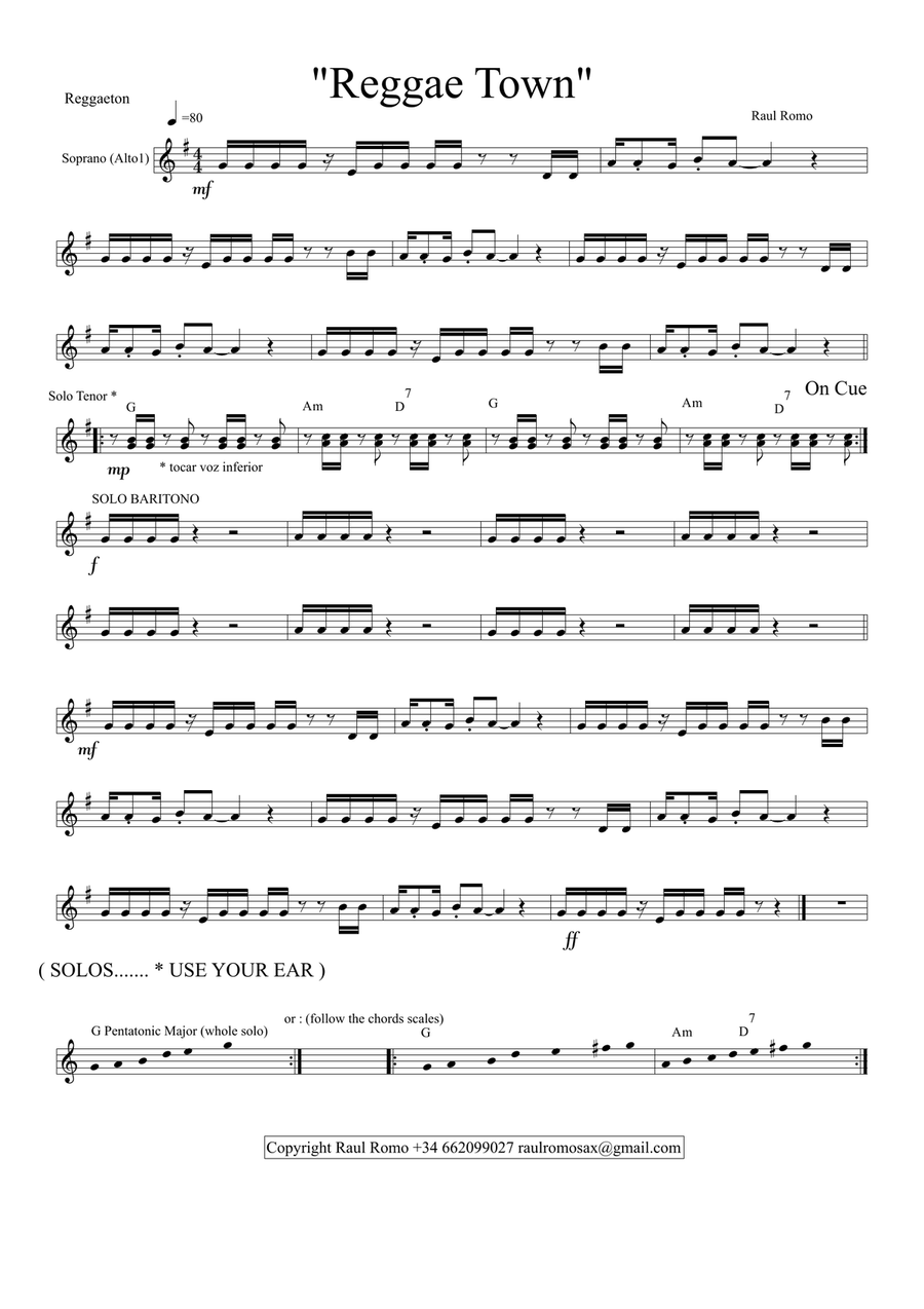 Reggae Town - Saxophone Quartet AATB SATB Saxophone Quartet scores gallery preview page 4