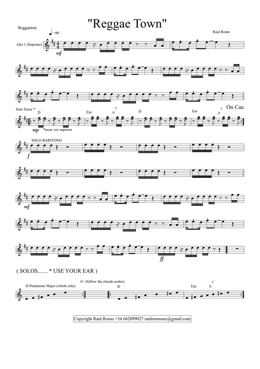 Reggae Town - Saxophone Quartet AATB SATB Saxophone Quartet scores gallery preview page 5