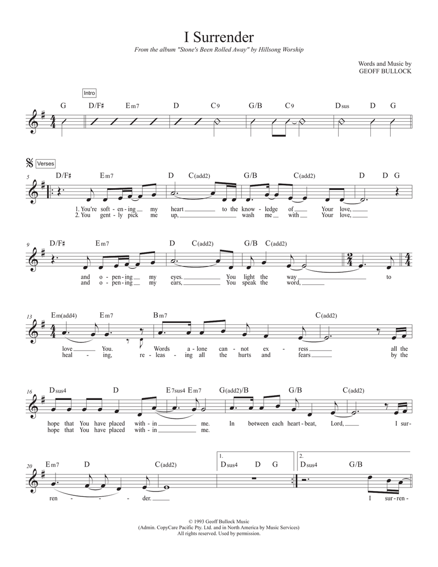 I Surrender I Surrender Piano scores gallery preview page 1
