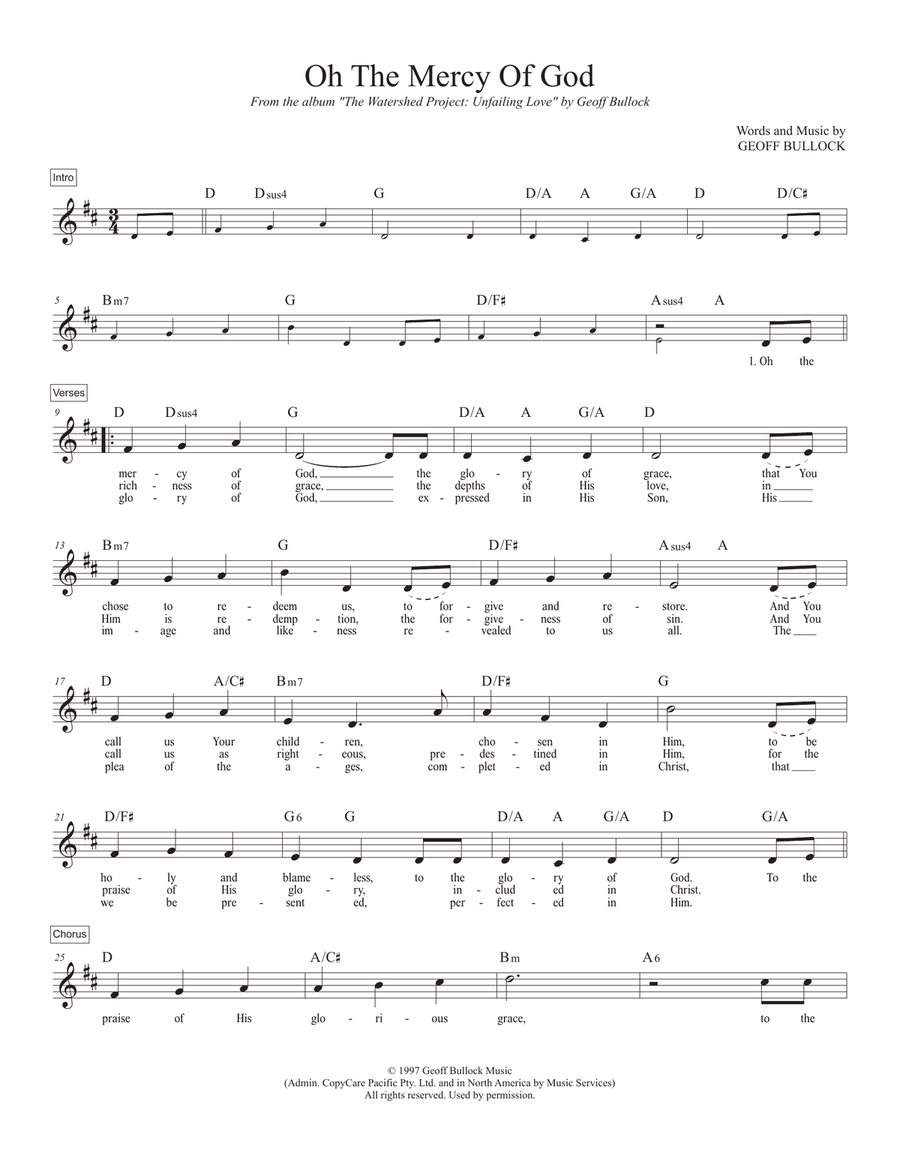 Oh the Mercy of God Oh the Mercy of God Piano scores gallery preview page 1