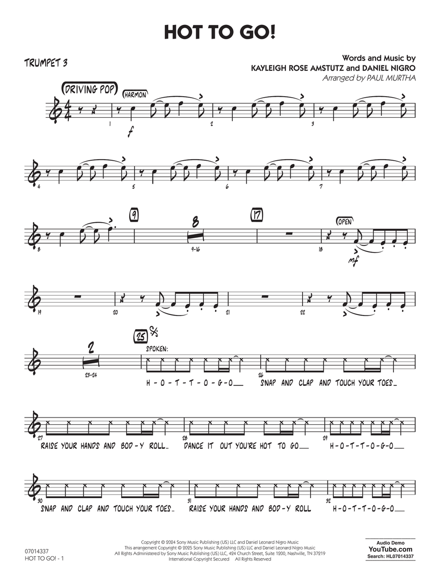 HOT TO GO! (arr. Paul Murtha) - Trumpet 3 Jazz Ensemble scores gallery preview page 1