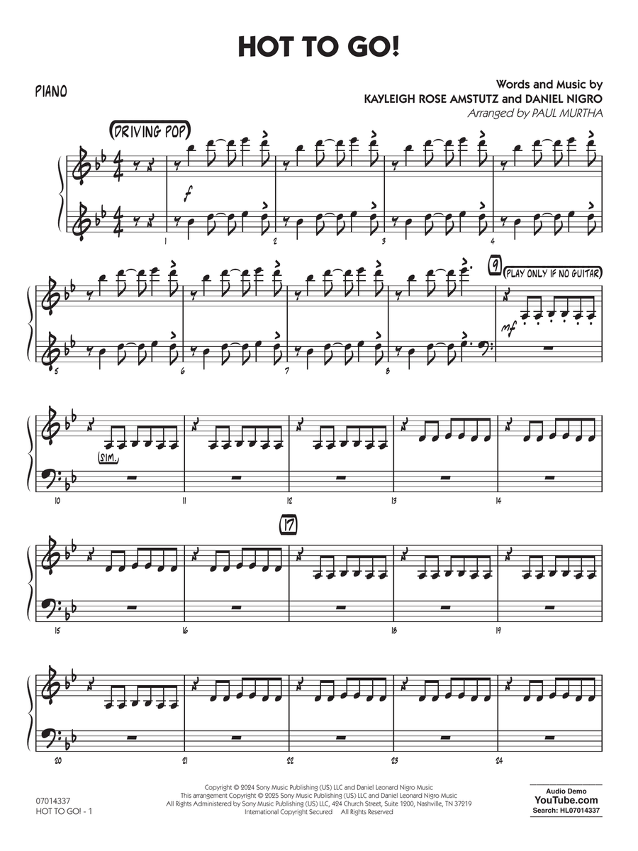 HOT TO GO! (arr. Paul Murtha) - Piano Jazz Ensemble scores gallery preview page 1