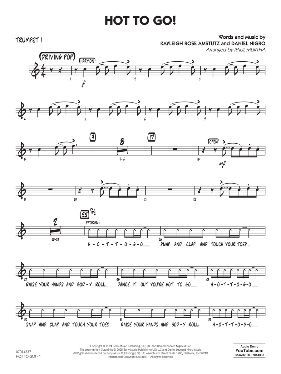 HOT TO GO! (arr. Paul Murtha) - Trumpet 1 Jazz Ensemble scores gallery preview page 1
