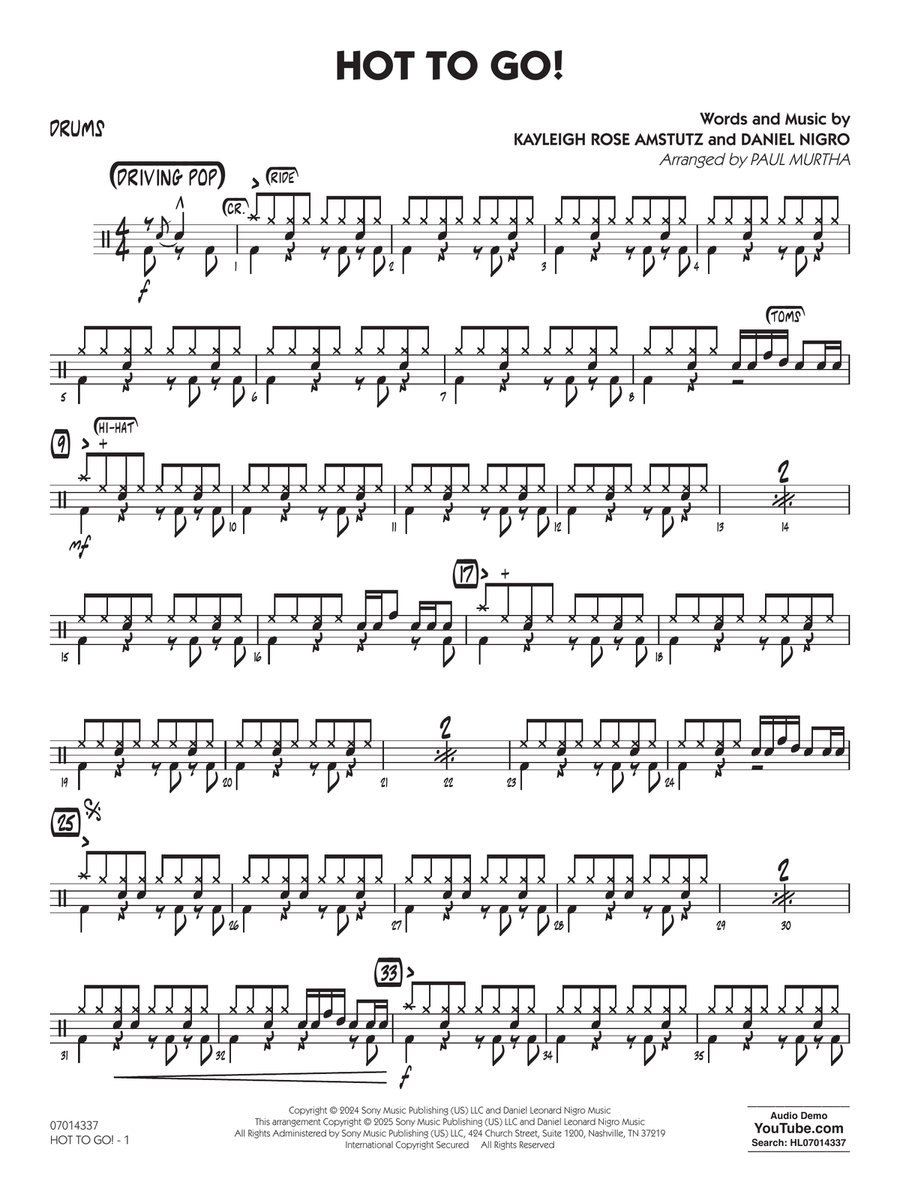 HOT TO GO! (arr. Paul Murtha) - Drums Jazz Ensemble scores gallery preview page 1