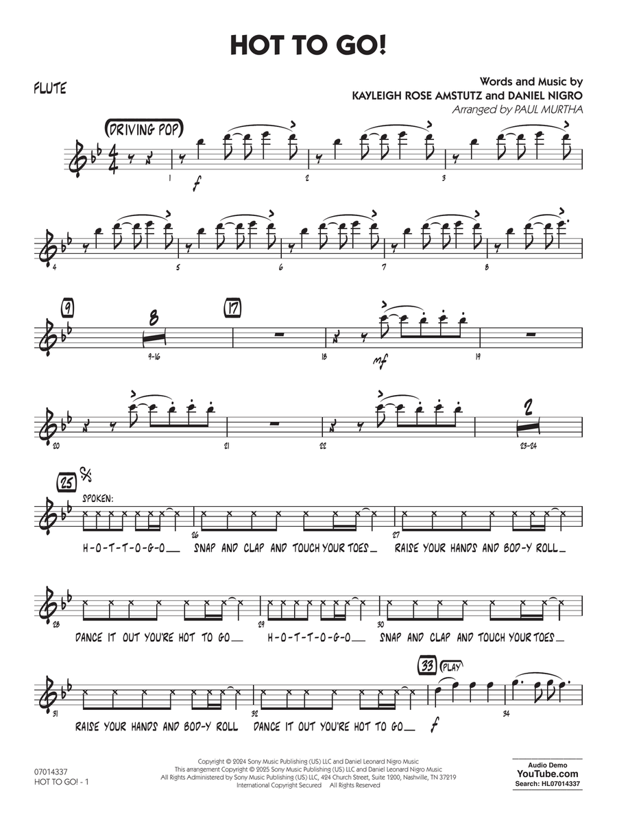 HOT TO GO! (arr. Paul Murtha) - Flute Jazz Ensemble scores gallery preview page 1