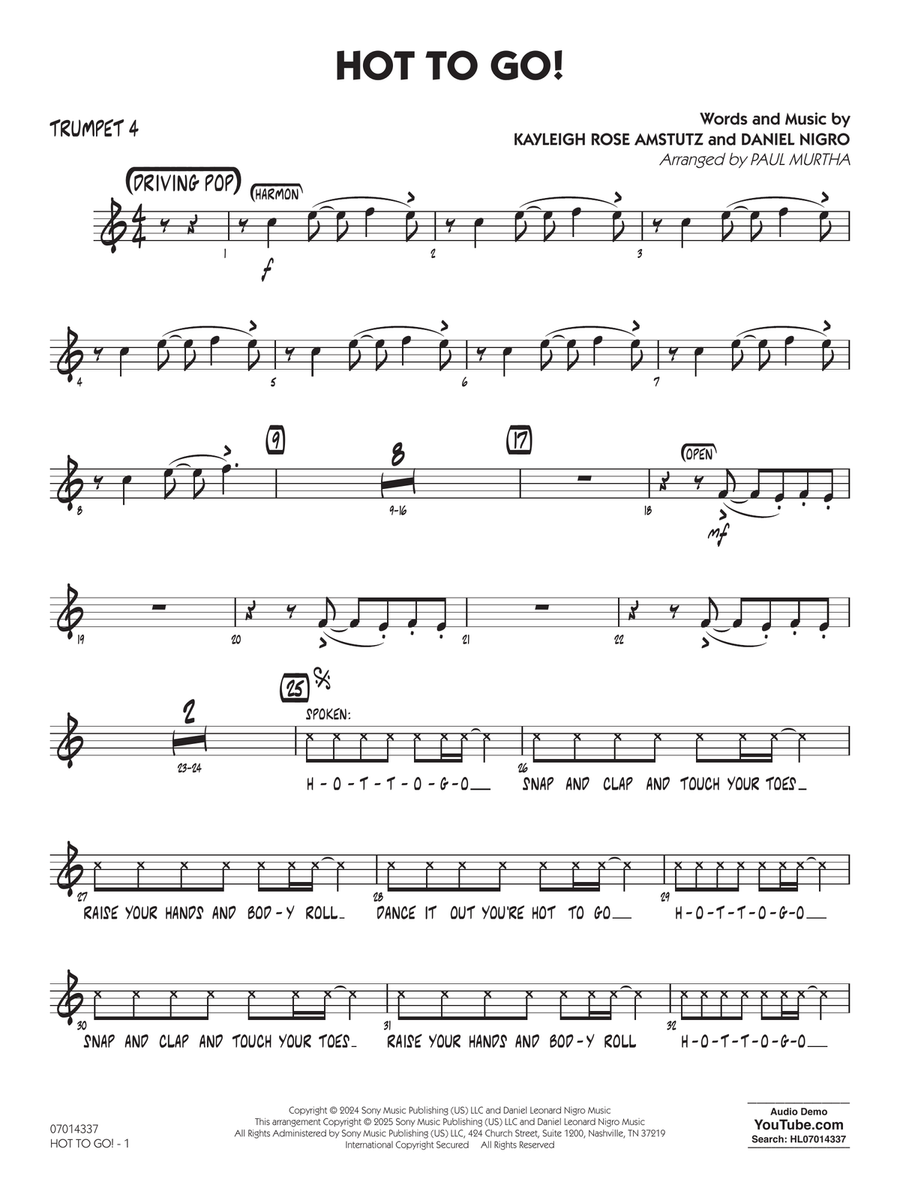HOT TO GO! (arr. Paul Murtha) - Trumpet 4 Jazz Ensemble scores gallery preview page 1