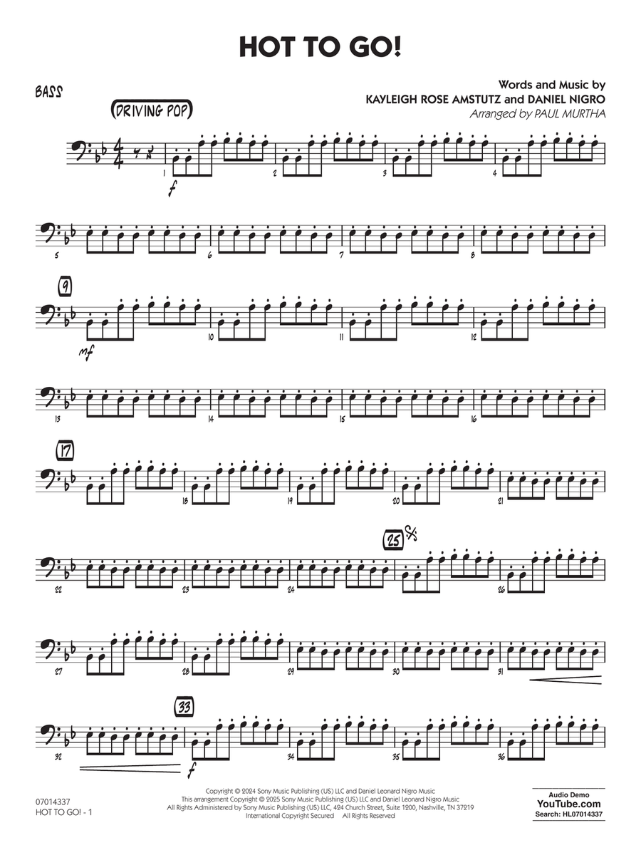 HOT TO GO! (arr. Paul Murtha) - Bass Jazz Ensemble scores gallery preview page 1