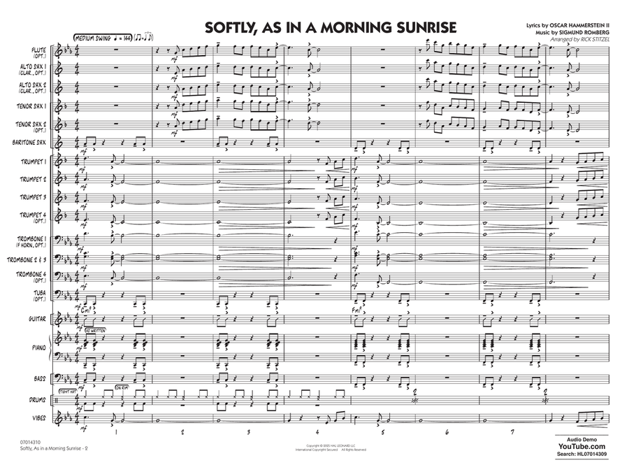 Softly, As In A Morning Sunrise (arr. Rick Stitzel) - Conductor Score (Full Score) Jazz Ensemble scores gallery preview page 2
