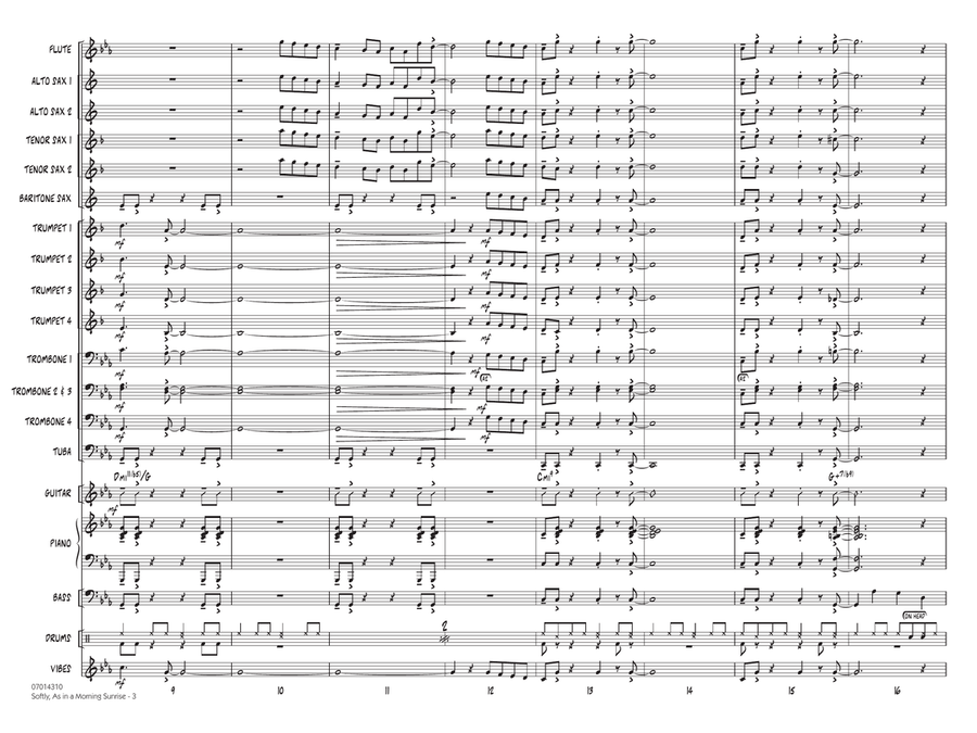 Softly, As In A Morning Sunrise (arr. Rick Stitzel) - Conductor Score (Full Score) Jazz Ensemble scores gallery preview page 3