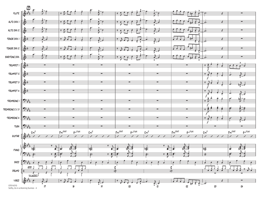 Softly, As In A Morning Sunrise (arr. Rick Stitzel) - Conductor Score (Full Score) Jazz Ensemble scores gallery preview page 4