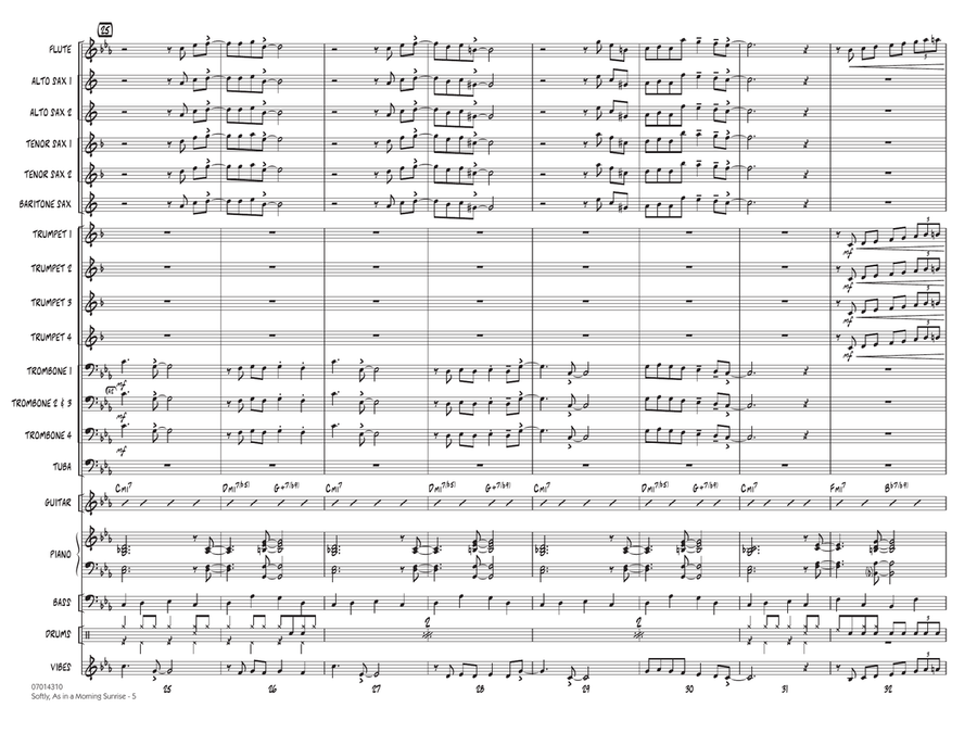 Softly, As In A Morning Sunrise (arr. Rick Stitzel) - Conductor Score (Full Score) Jazz Ensemble scores gallery preview page 5