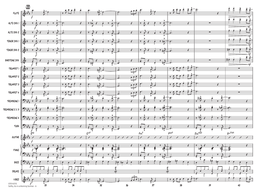 Softly, As In A Morning Sunrise (arr. Rick Stitzel) - Conductor Score (Full Score) Jazz Ensemble scores gallery preview page 6