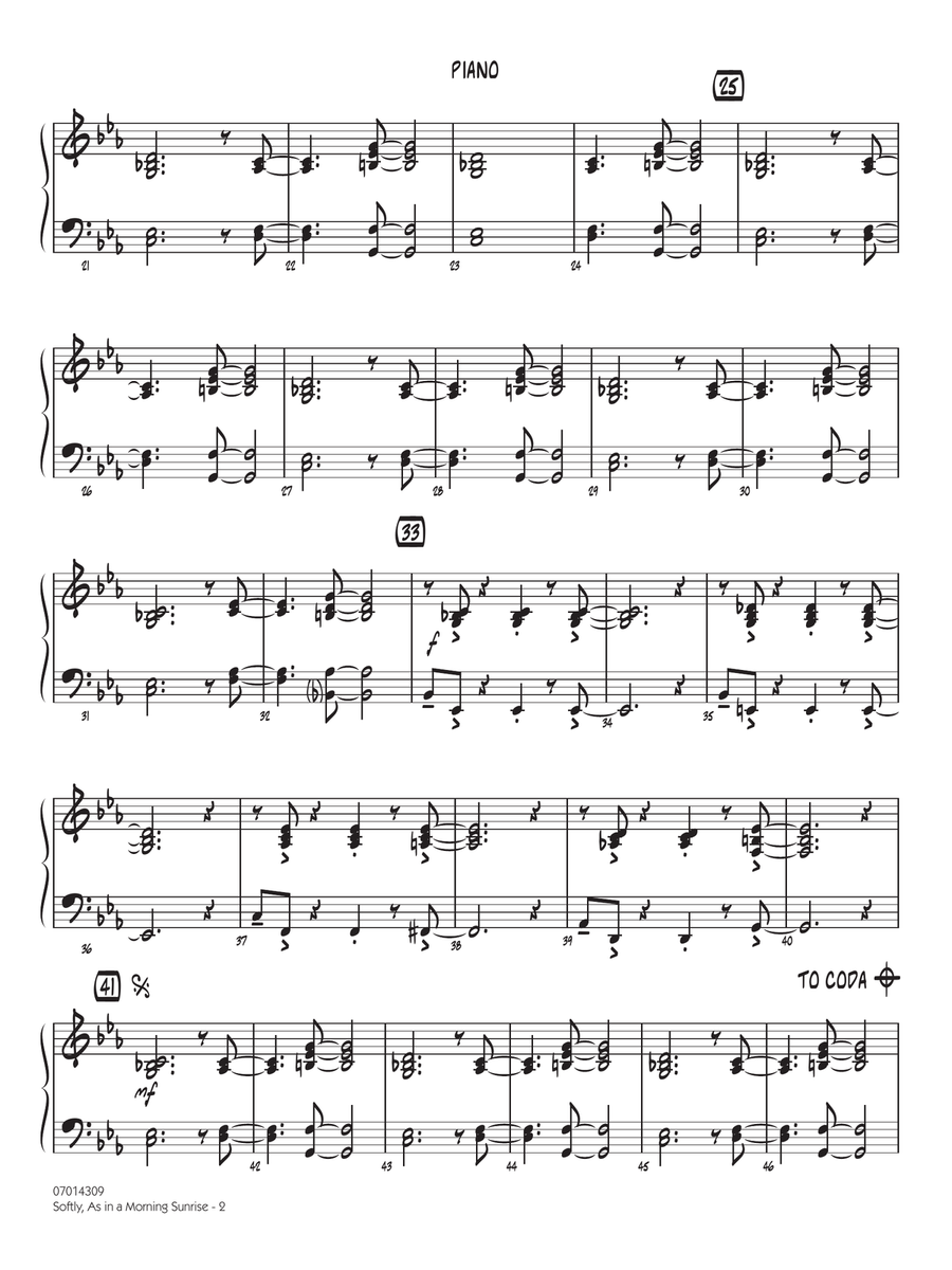 Softly, As In A Morning Sunrise (arr. Rick Stitzel) - Piano Jazz Ensemble scores gallery preview page 2