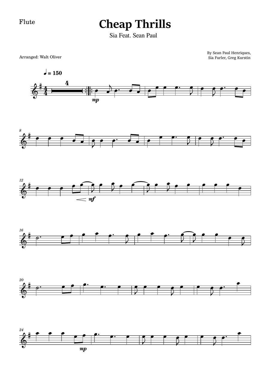 Cheap Thrills (Feat. Sean Paul) Woodwind Quartet scores gallery preview page 6