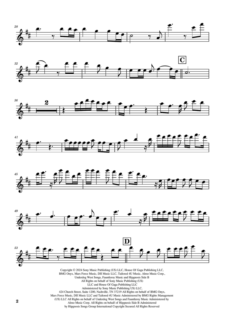 Die With A Smile Flute Solo scores gallery preview page 2