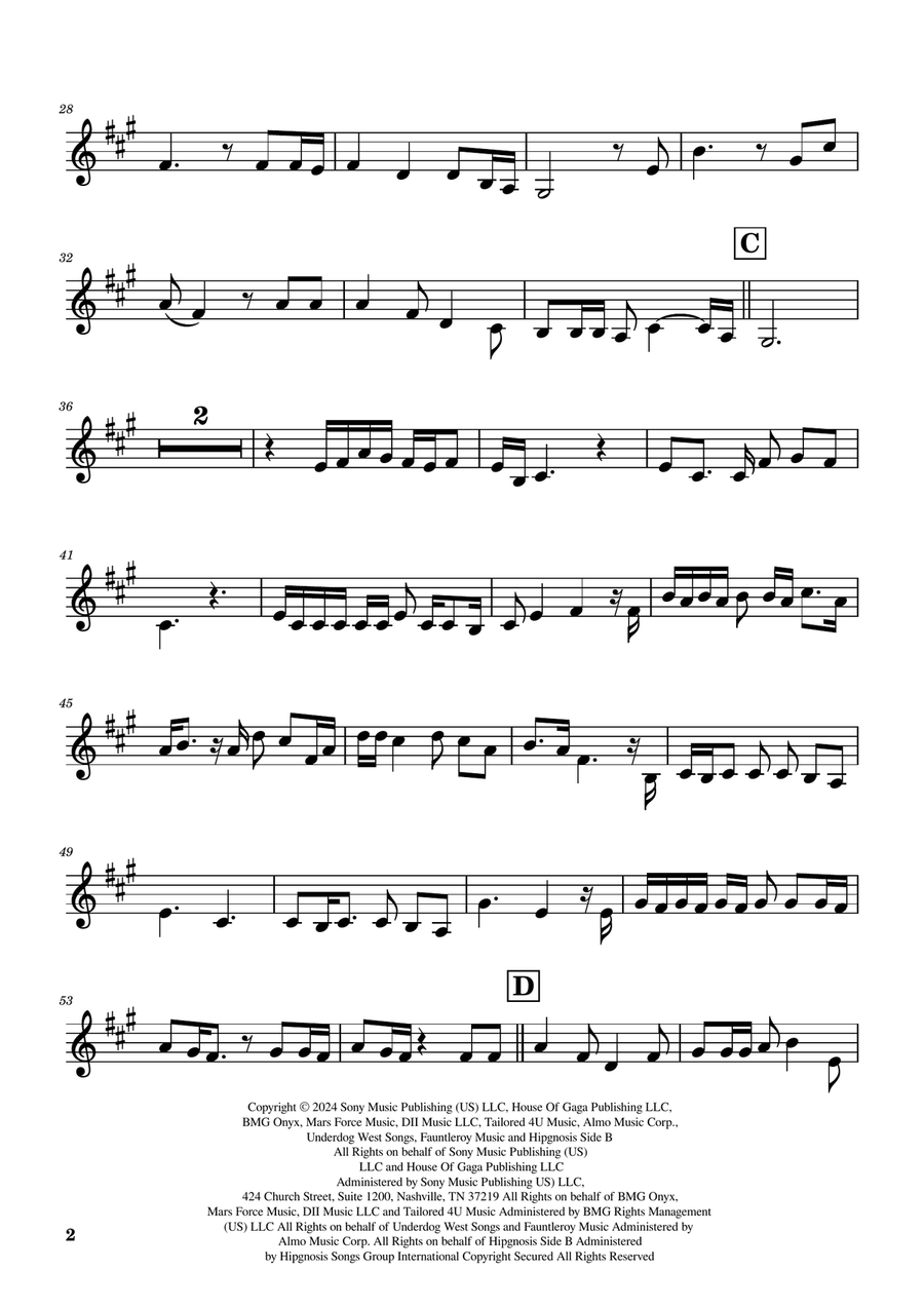 Die With A Smile C Trumpet scores gallery preview page 2