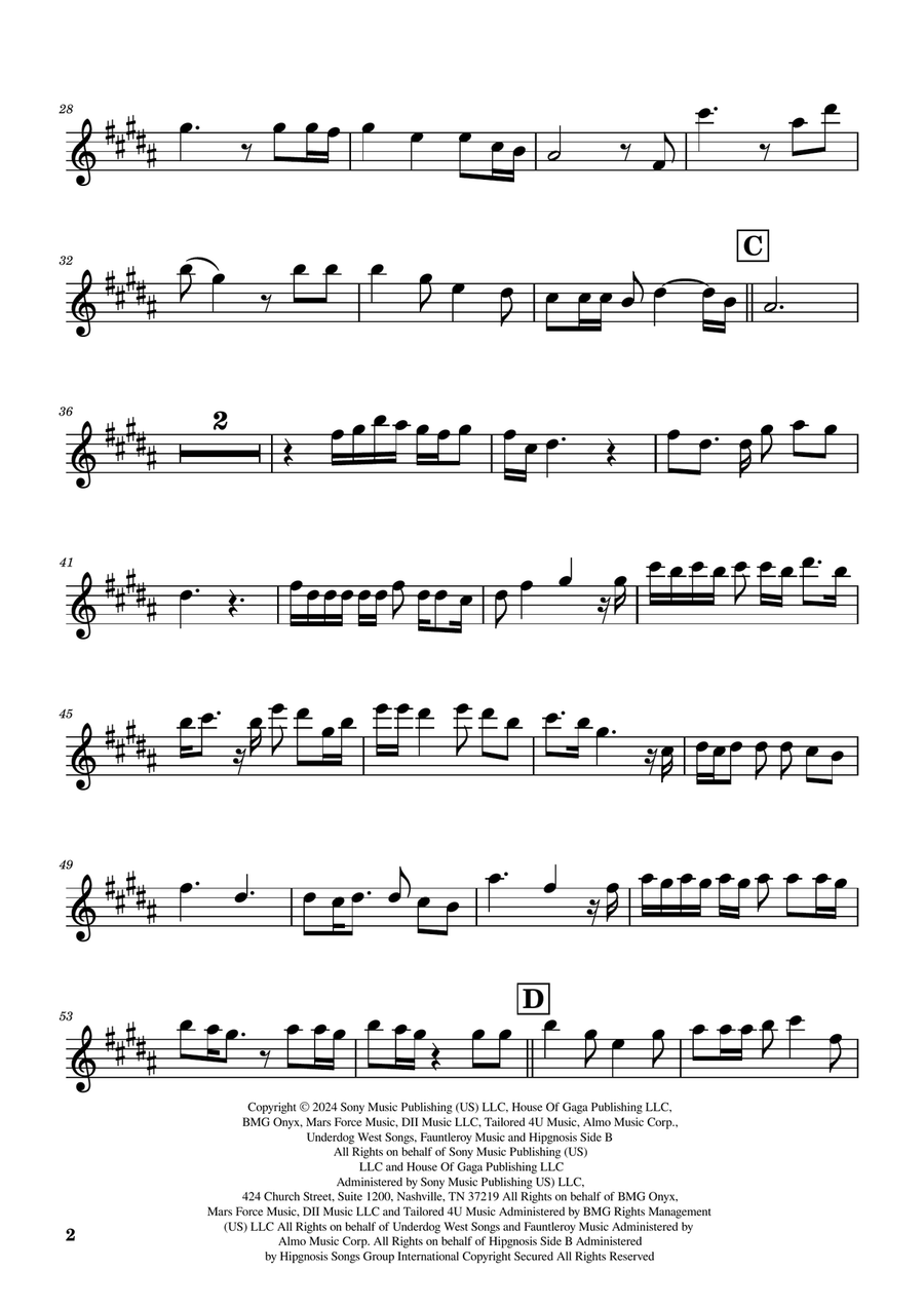 Die With A Smile Soprano Saxophone scores gallery preview page 2