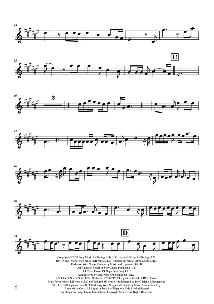 Die With A Smile Alto Saxophone scores gallery preview page 2