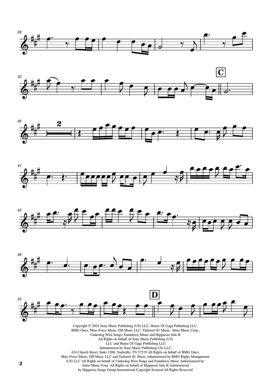 Die With A Smile Violin Solo scores gallery preview page 2