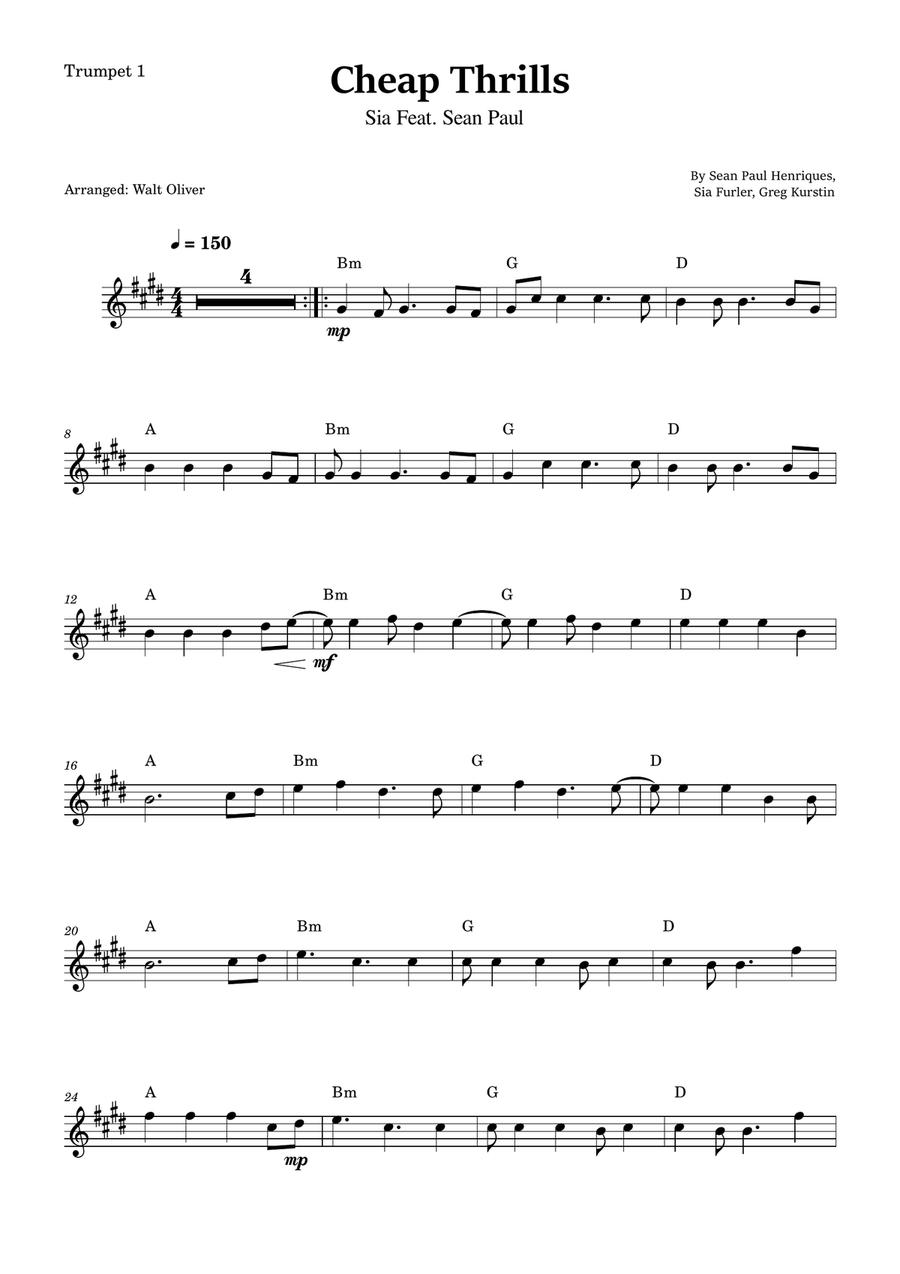 Cheap Thrills (Feat. Sean Paul) Brass Quartet scores gallery preview page 6