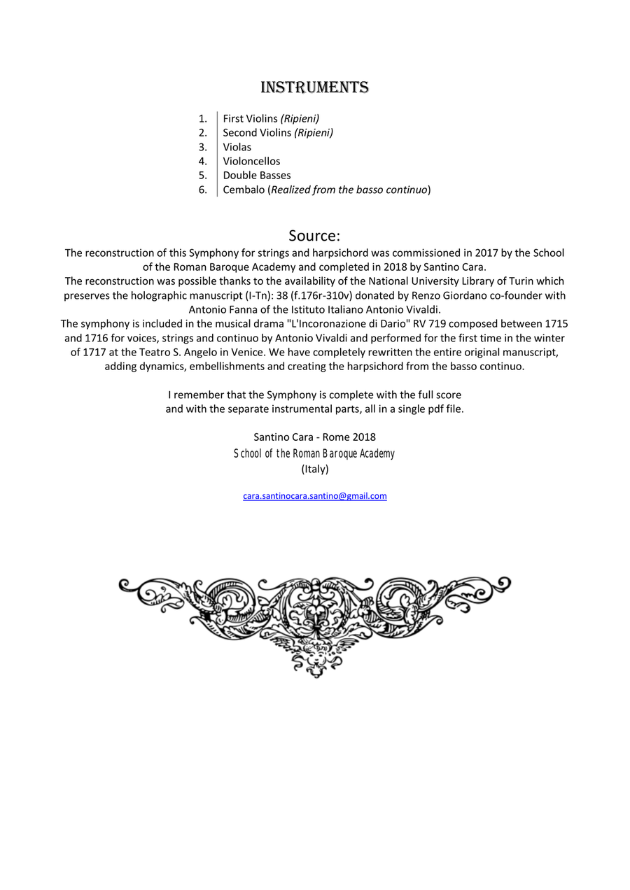 Vivaldi - Sinfonia in C major RV 719 for Strings and Cembalo Chamber Orchestra scores gallery preview page 2