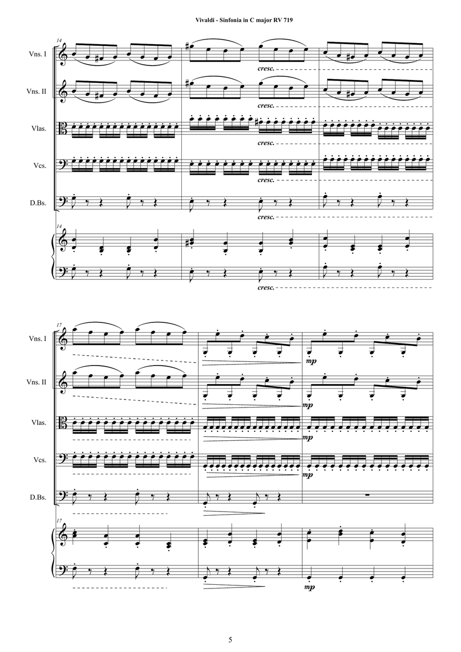 Vivaldi - Sinfonia in C major RV 719 for Strings and Cembalo Chamber Orchestra scores gallery preview page 5