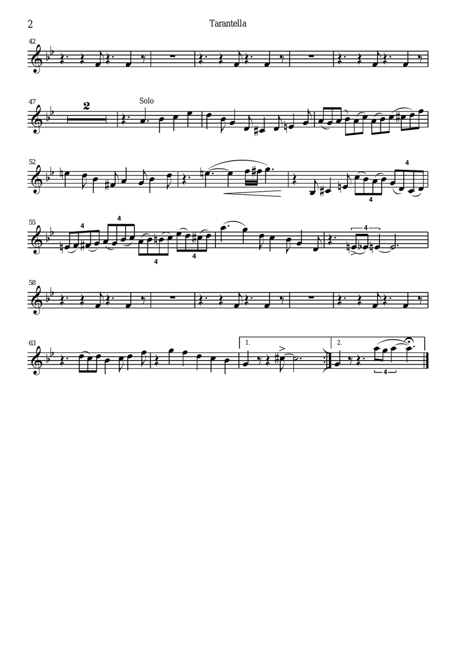 TARANTELLA (2 trumpets, alto sax, 2 trombones, set drums) Small Ensemble scores gallery preview page 2