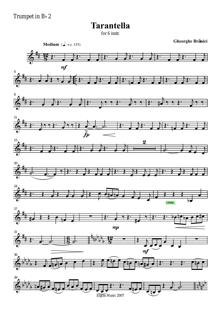 TARANTELLA (2 trumpets, alto sax, 2 trombones, set drums) Small Ensemble scores gallery preview page 3