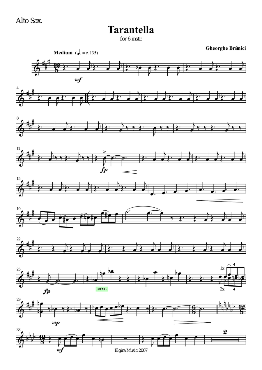 TARANTELLA (2 trumpets, alto sax, 2 trombones, set drums) Small Ensemble scores gallery preview page 5