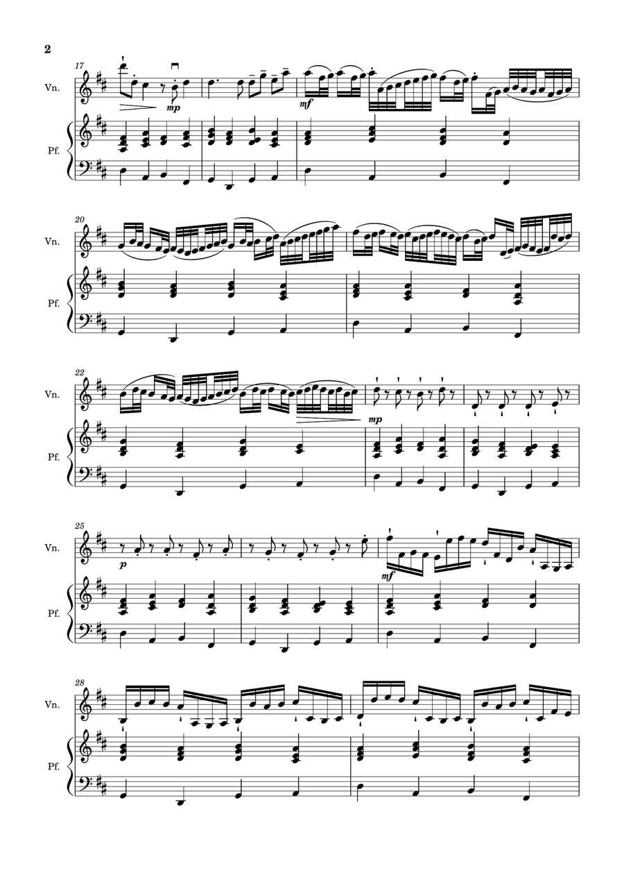 Canon in D Major, P.37; T.337. Arranged for Violin and Piano Chamber Music scores gallery preview page 2
