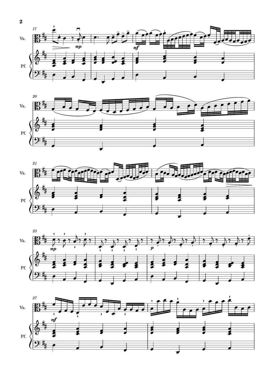 Canon in D Major, P.37; T.337. Arranged for Viola and Piano Chamber Music scores gallery preview page 2