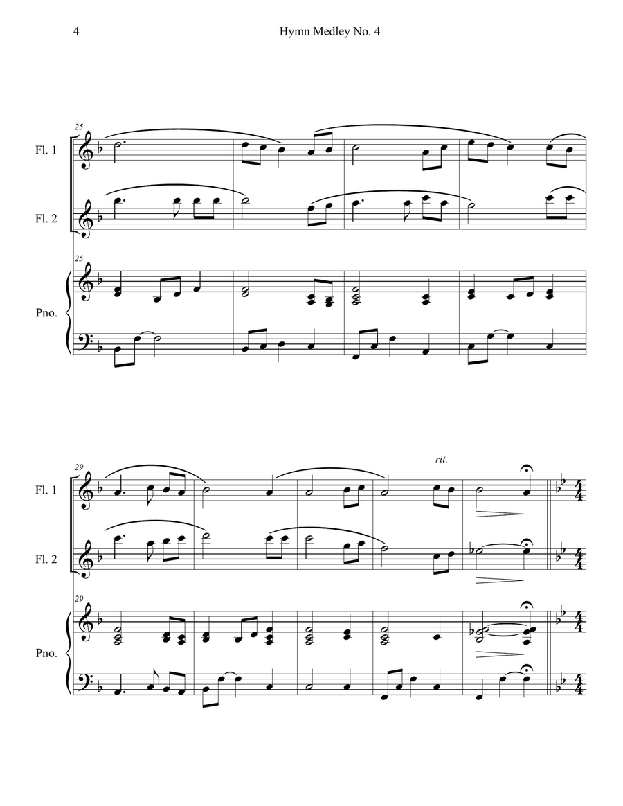 Hymn Medley No. 4 (Flute Duet with Piano Accompaniment) Flute Duet scores gallery preview page 4