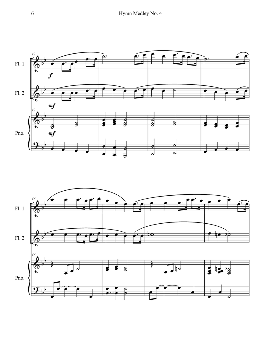 Hymn Medley No. 4 (Flute Duet with Piano Accompaniment) Flute Duet scores gallery preview page 6