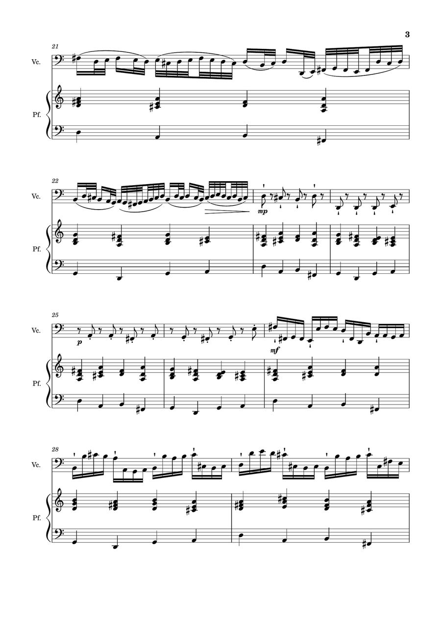 Canon in D Major, P.37; T.337. Arranged for Violoncello and Piano. Chamber Music scores gallery preview page 3